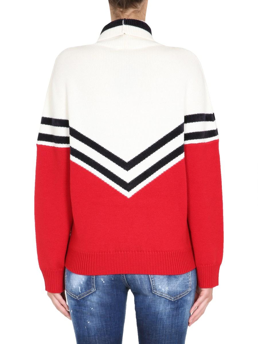 DSQUARED MAGLIA COLLO ALTO IN LANA COLORBLOCK