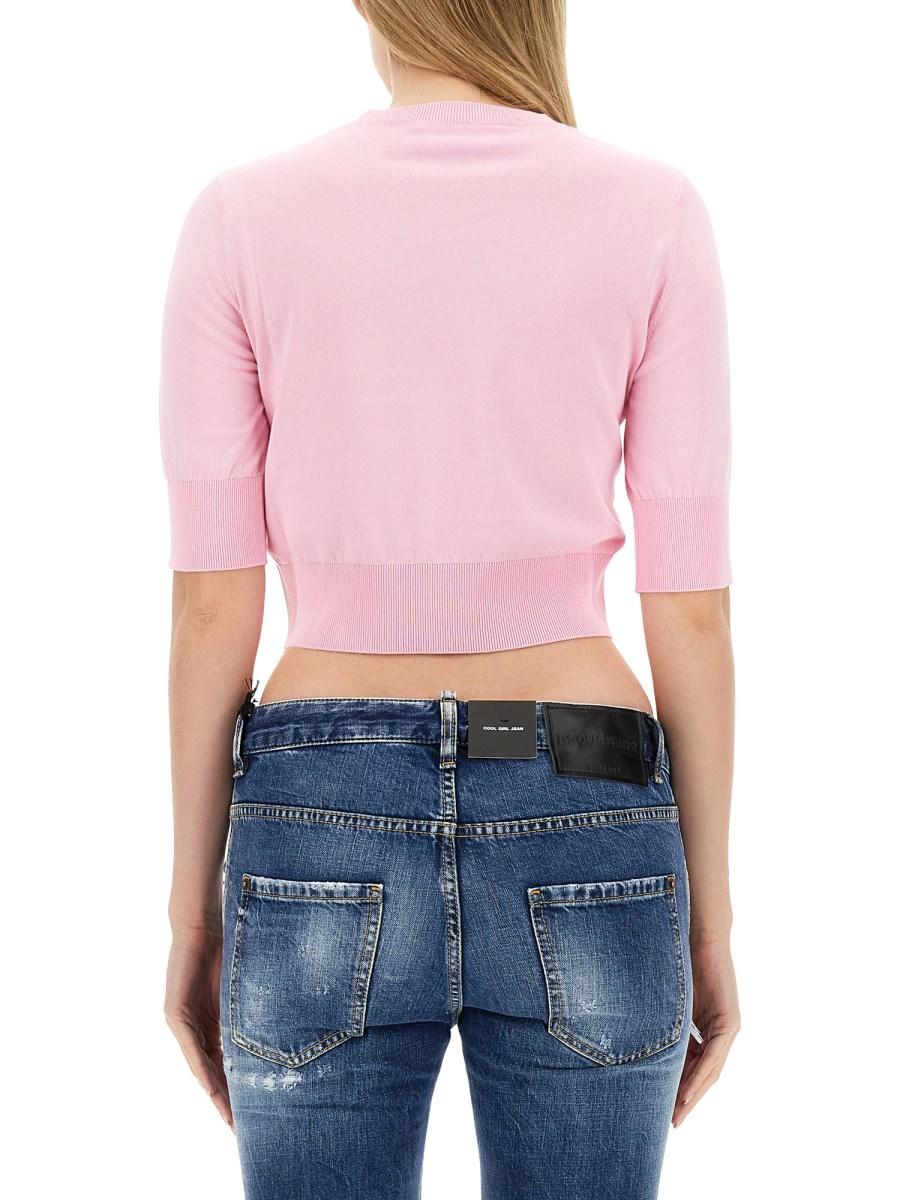 DSQUARED MAGLIA CROPPED IN COTONE TRICOT