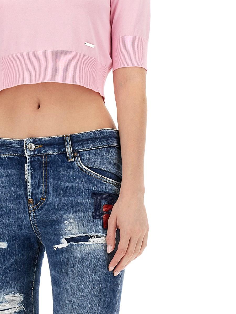 DSQUARED MAGLIA CROPPED IN COTONE TRICOT