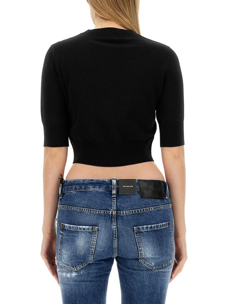 DSQUARED MAGLIA CROPPED IN COTONE TRICOT