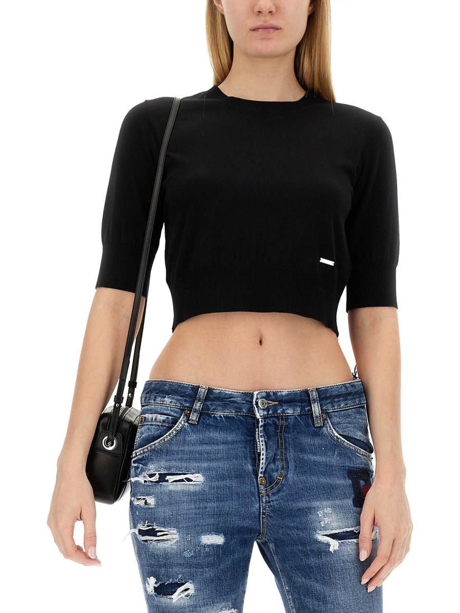 DSQUARED MAGLIA CROPPED IN COTONE TRICOT