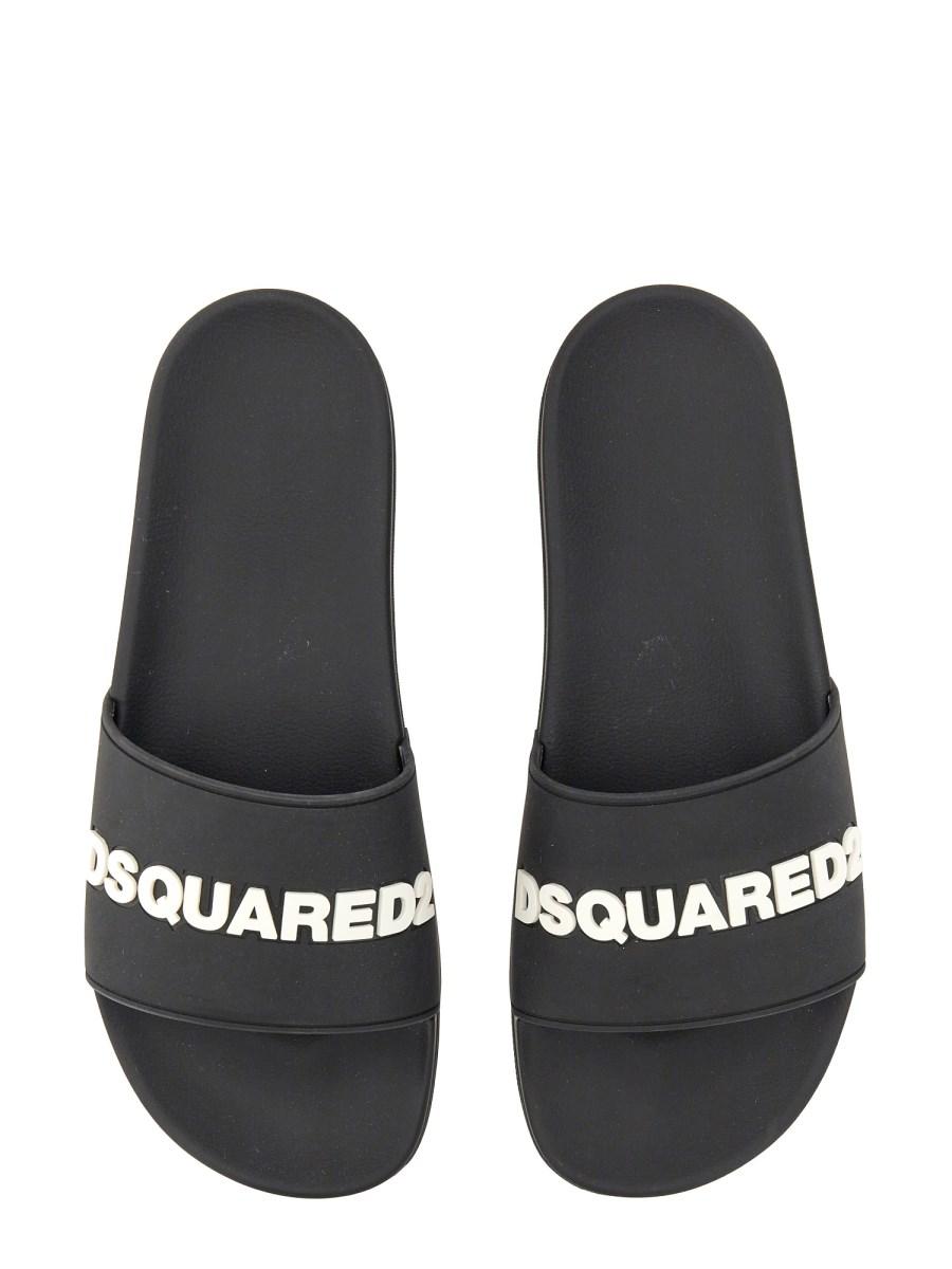 DSQUARED SANDALO SLIDE IN GOMMA CON STAMPA LOGO