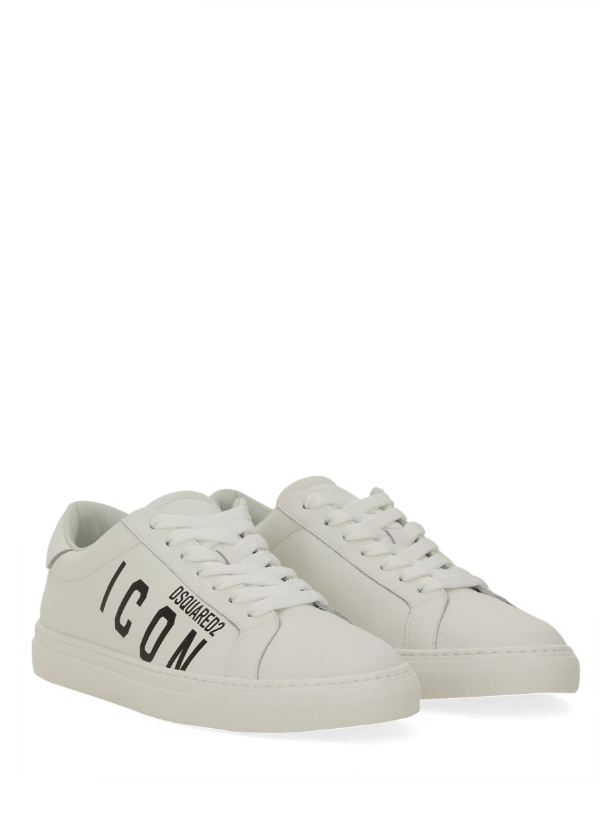 DSQUARED SNEAKER CASSETTA IN PELLE CON STAMPA ICON