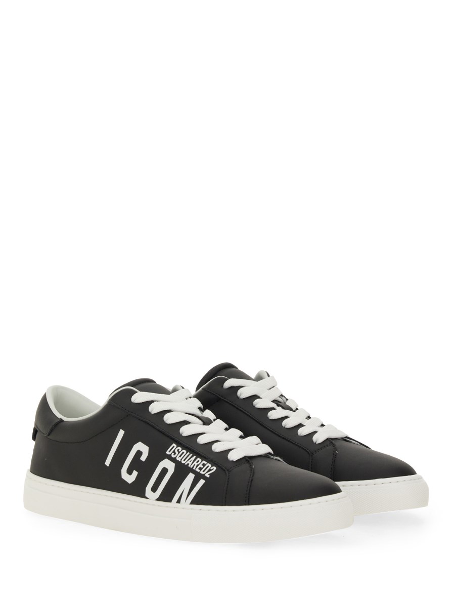 DSQUARED SNEAKER CASSETTA IN PELLE CON STAMPA ICON