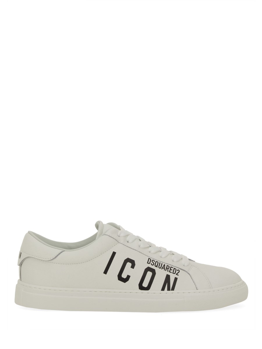 DSQUARED SNEAKER CASSETTA IN PELLE CON STAMPA ICON