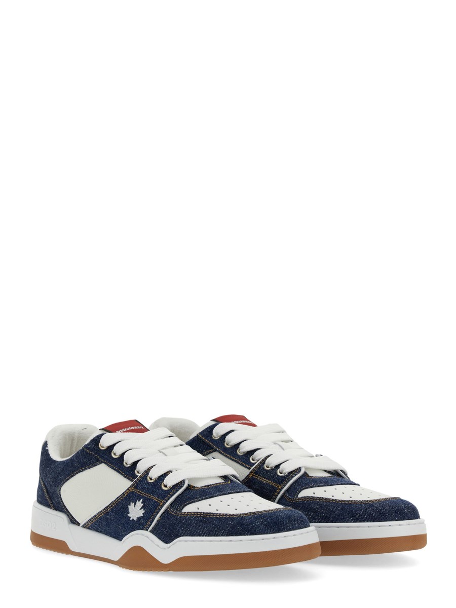 DSQUARED SNEAKER "SPIKER" IN DENIM E PELLE