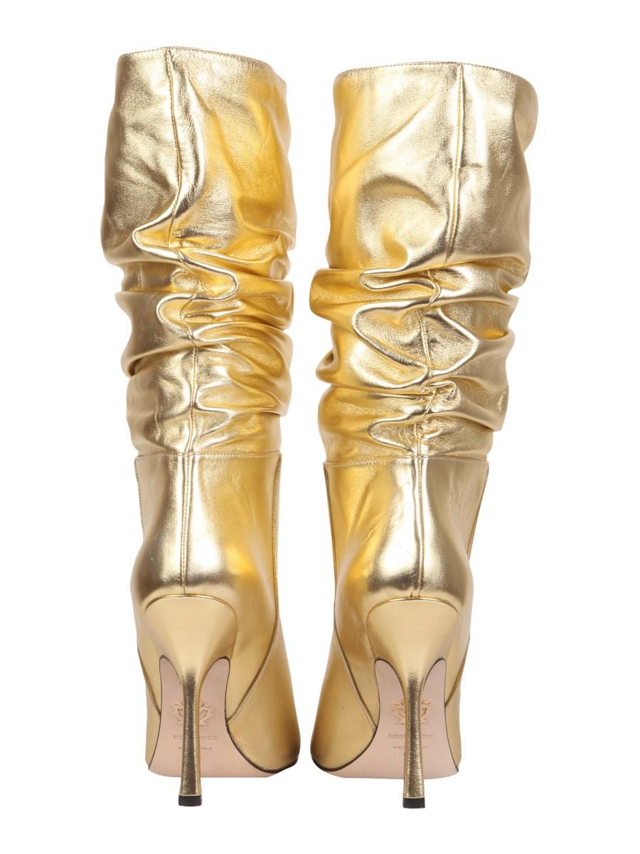 DSQUARED STIVALE IN PELLE METALLIZZATA CON TACCO