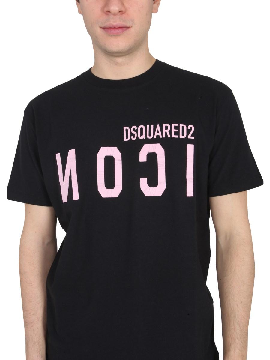 DSQUARED T-SHIRT CON STAMPA LOGO IN COTONE