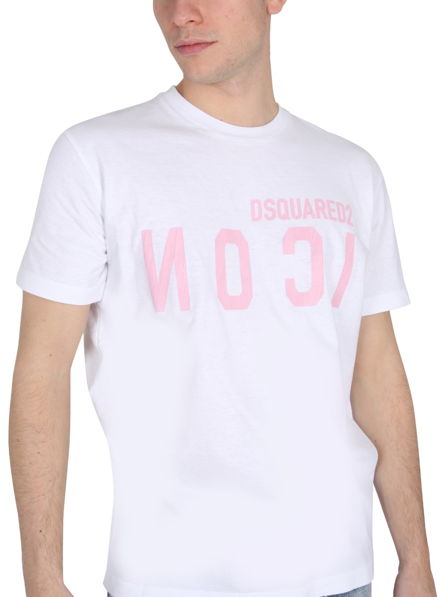 DSQUARED T-SHIRT CON STAMPA LOGO IN COTONE