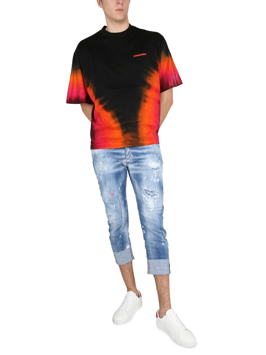 DSQUARED T-SHIRT "D2 FLAME" IN JERSEY DI COTONE