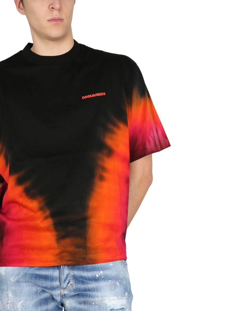 DSQUARED T-SHIRT "D2 FLAME" IN JERSEY DI COTONE