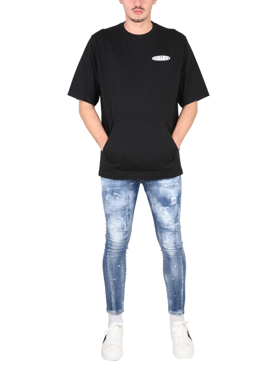 DSQUARED T-SHIRT D2 SURF BOARD SKATER IN COTONE
