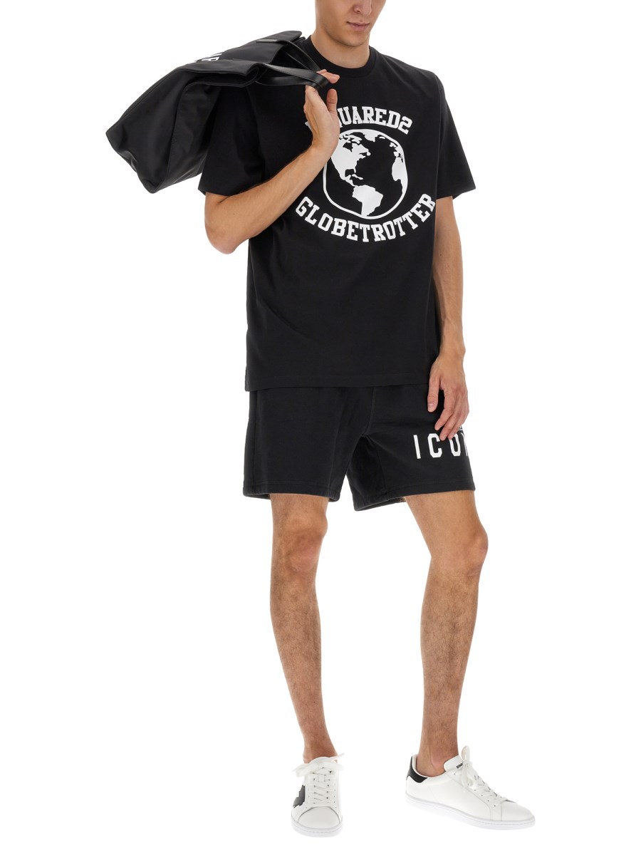 DSQUARED T-SHIRT "GLOBETROTTER" IN COTONE