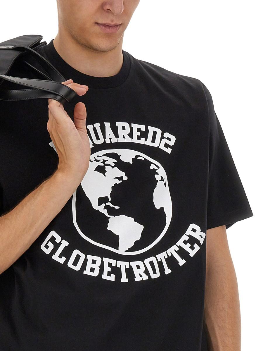 DSQUARED T-SHIRT "GLOBETROTTER" IN COTONE