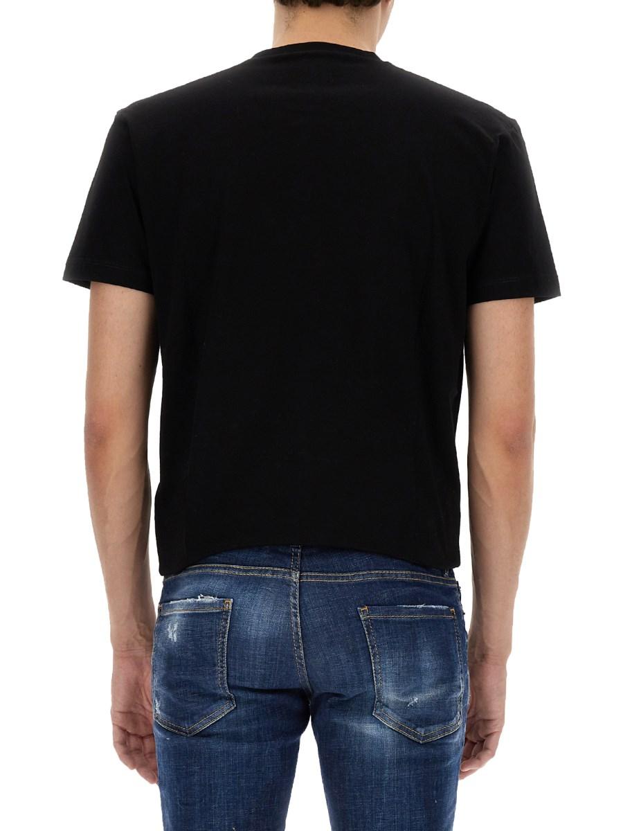 DSQUARED T-SHIRT "GLOBETROTTER" IN COTONE CON STAMPA