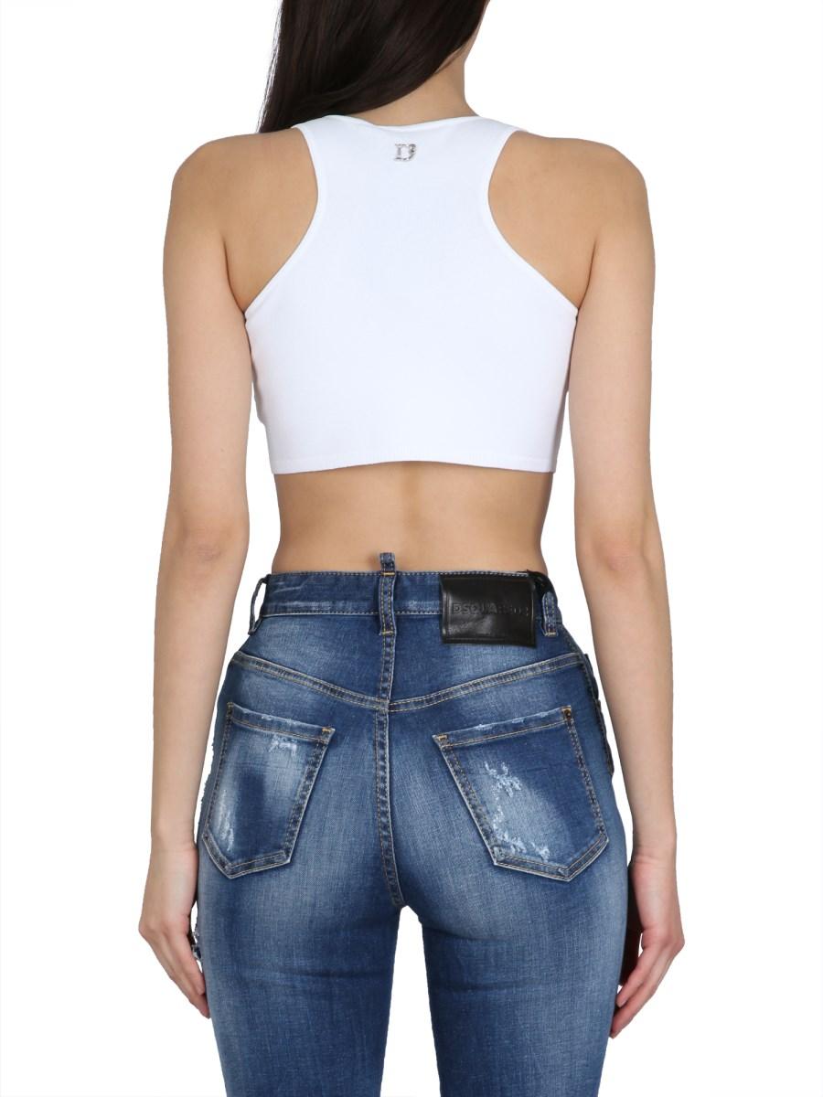 DSQUARED TOP CUT OUT IN VISCOSA