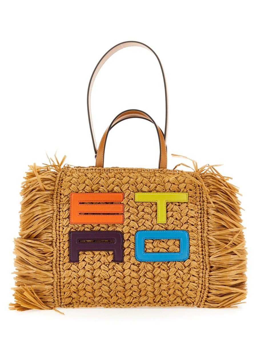 ETRO BORSA TOTE IN RAFIA INTRECCIATA