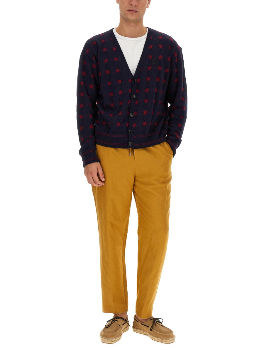 ETRO CARDIGAN IN LANA CON SCOLLO A V