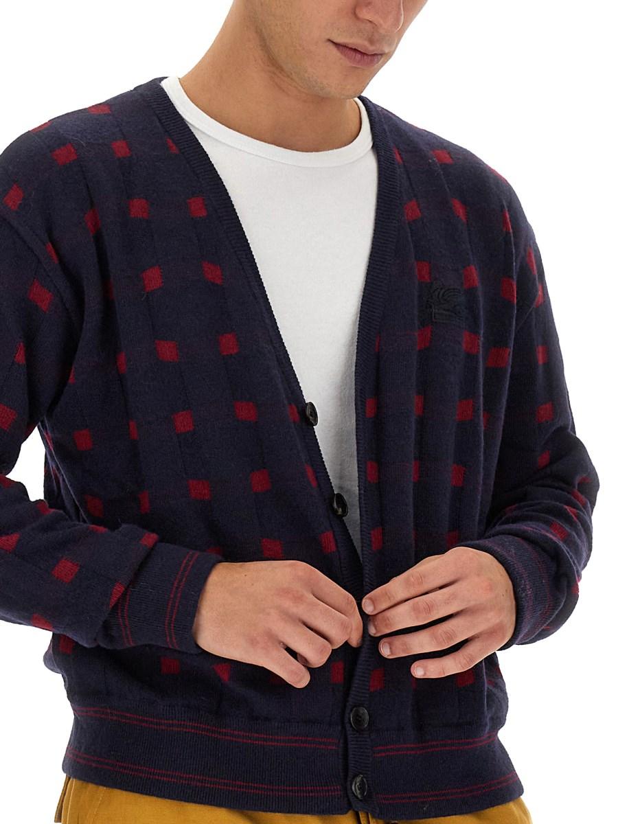 ETRO CARDIGAN IN LANA CON SCOLLO A V