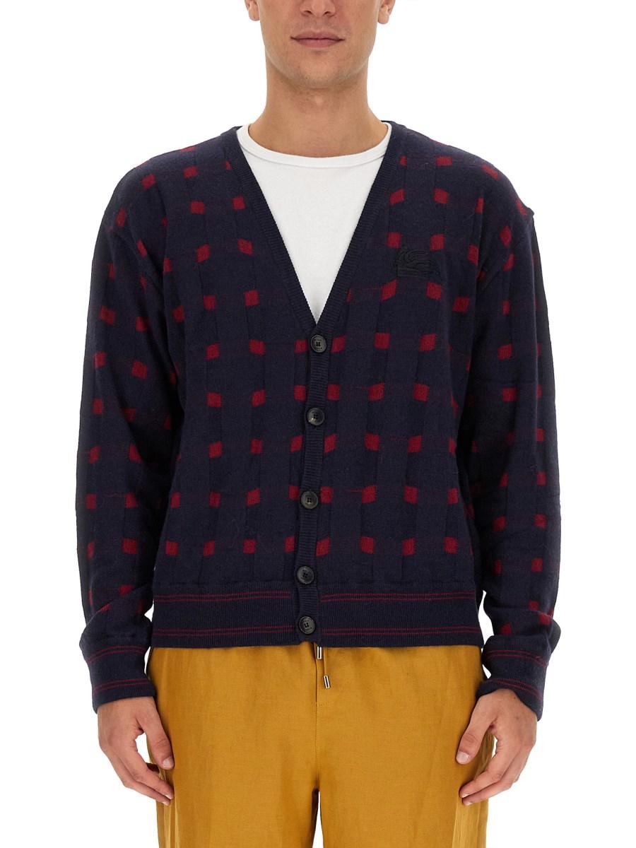 ETRO CARDIGAN IN LANA CON SCOLLO A V