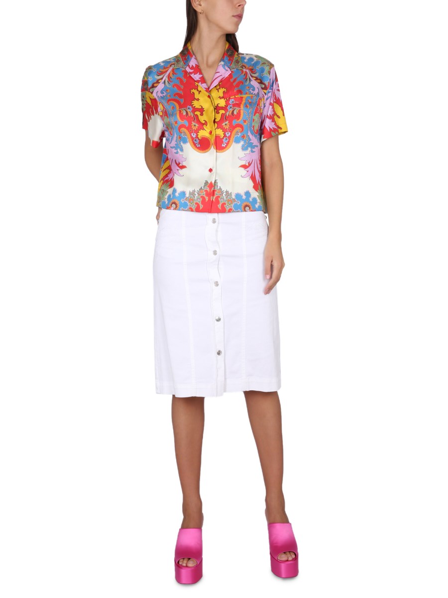 ETRO GONNA MIDI IN DENIM DI COTONE