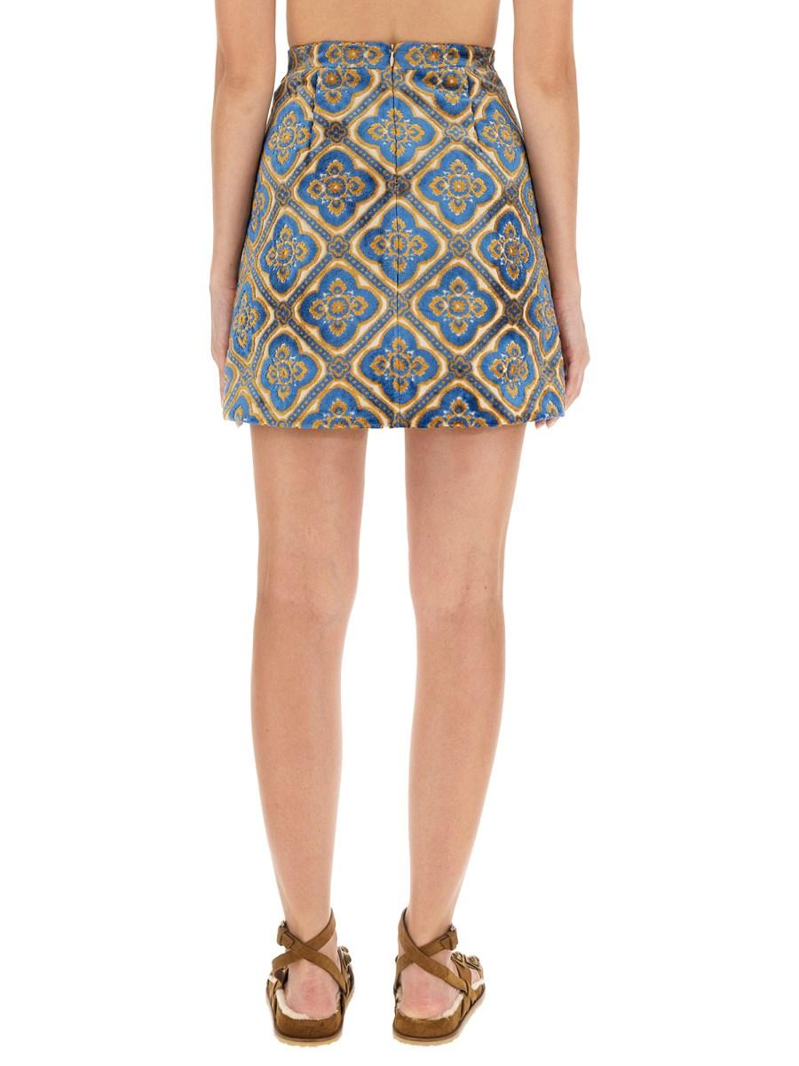 ETRO GONNA MINI IN VELLUTO JACQUARD