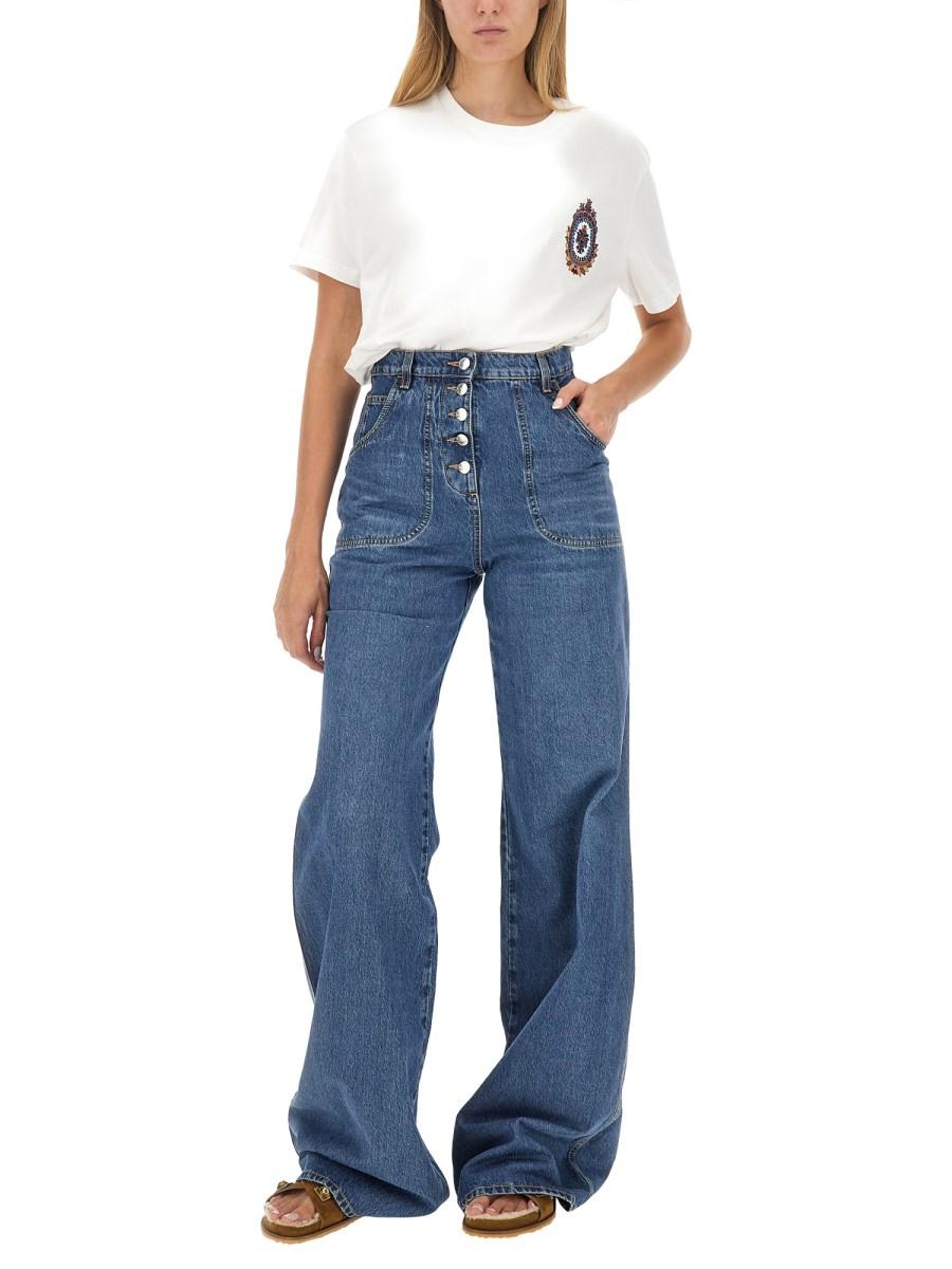 ETRO JEANS CON TASCHE FOLIAGE IN DENIM DI COTONE