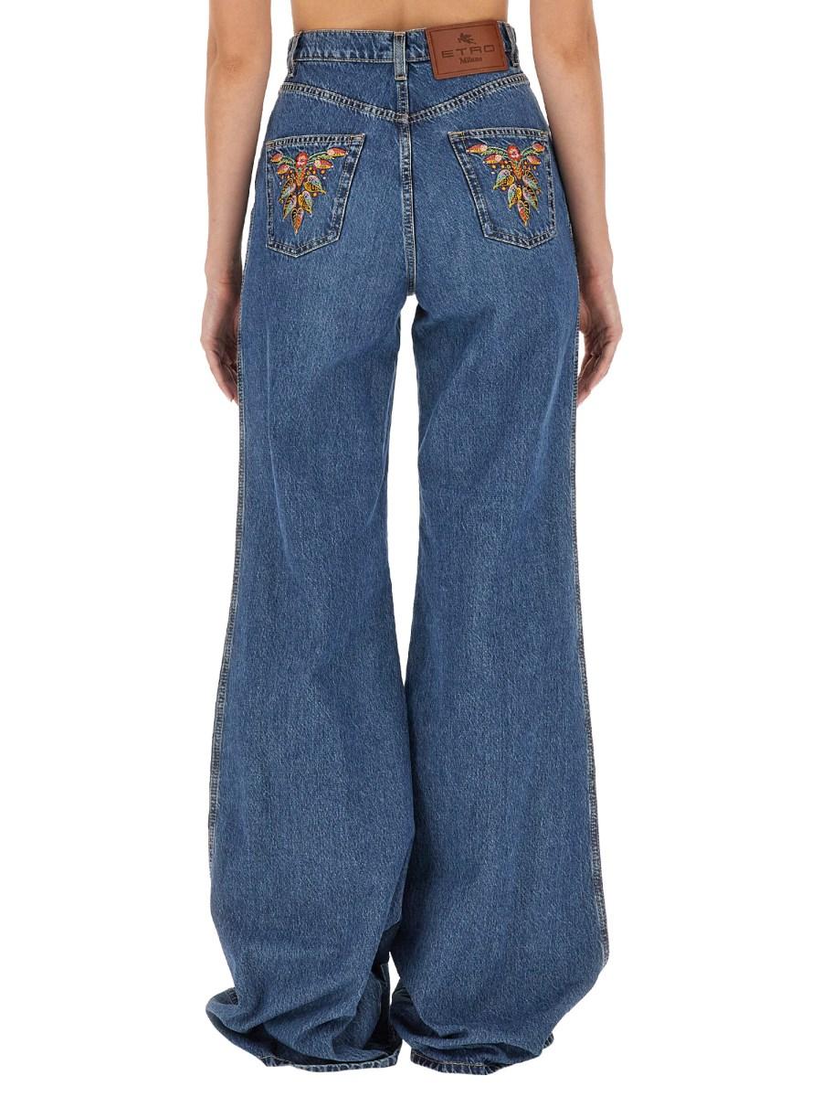 ETRO JEANS CON TASCHE FOLIAGE IN DENIM DI COTONE