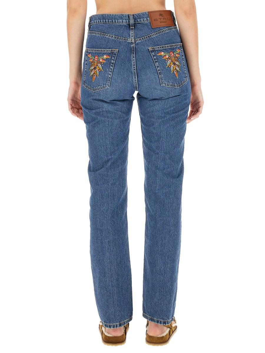 ETRO JEANS IN DENIM DI COTONE CON RICAMO LOGO