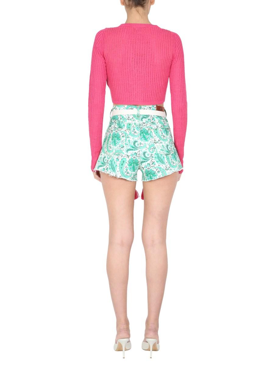 ETRO MAGLIA CON SCOLLO A V IN LINO