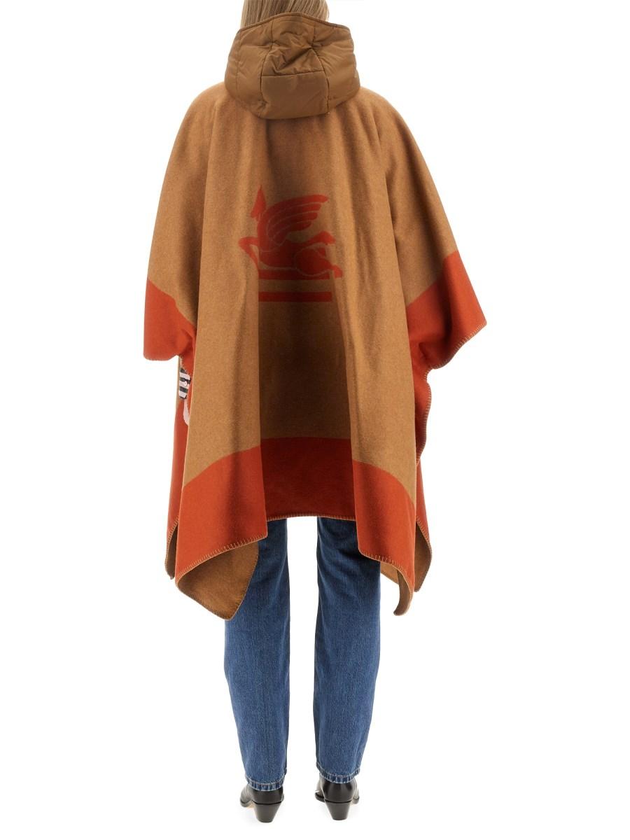ETRO MANTELLA IN LANA CON LOGO