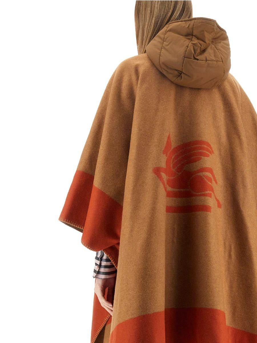 ETRO MANTELLA IN LANA CON LOGO