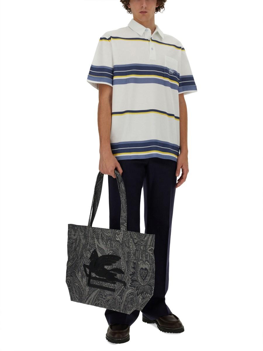 ETRO POLO CON MOTIVO RIGA E RICAMO PEGASO