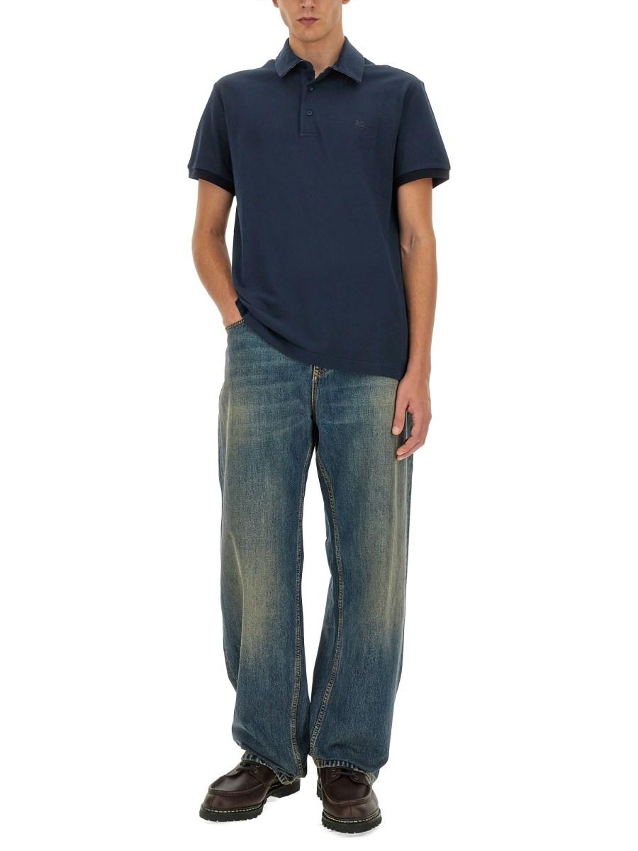 ETRO POLO IN PIQUÉ DI COTONE CON LOGO PEGASO