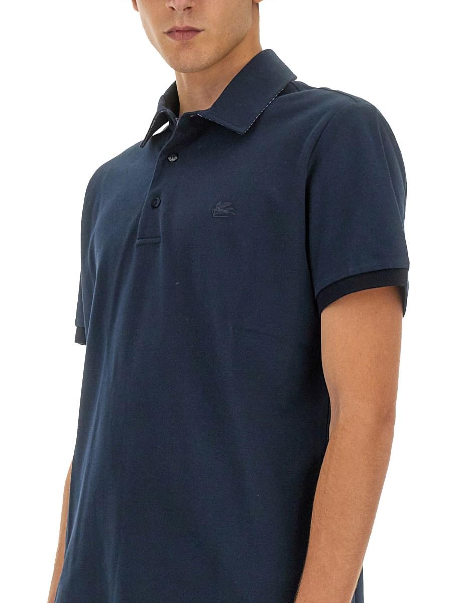 ETRO POLO IN PIQUÉ DI COTONE CON LOGO PEGASO
