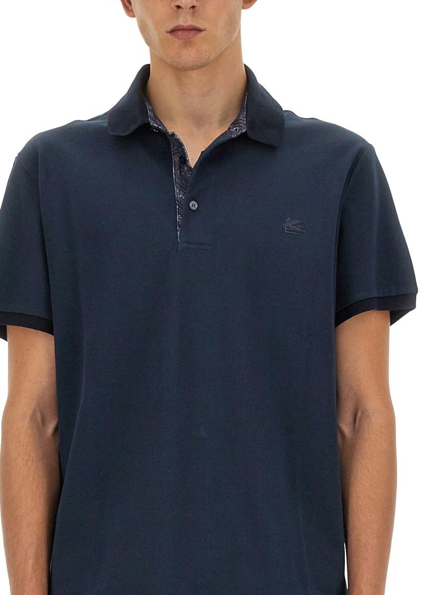 ETRO POLO IN PIQUÉ DI COTONE CON MOTIVO PEGASO