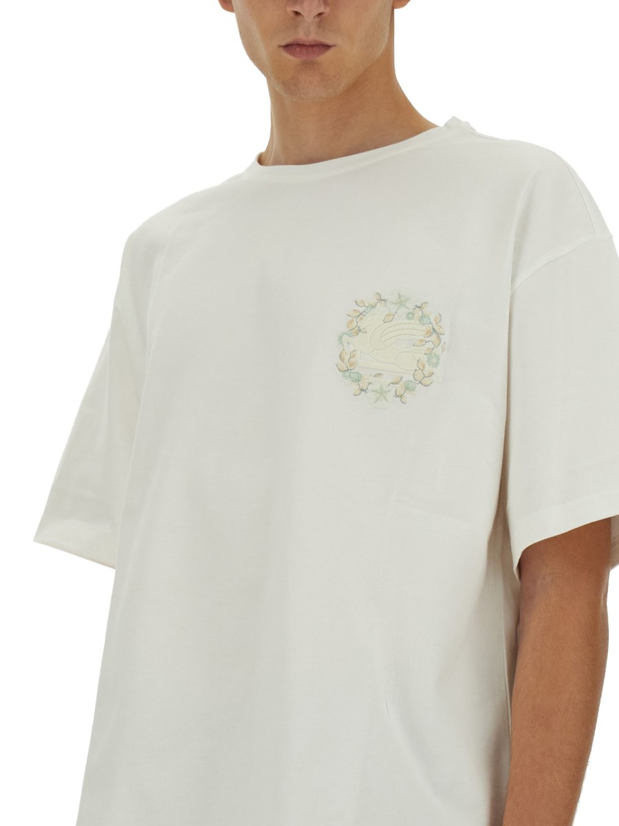 ETRO T-SHIRT IN JERSEY DI COTONE CON RICAMO LOGO