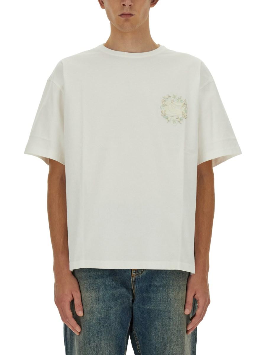 ETRO T-SHIRT IN JERSEY DI COTONE CON RICAMO LOGO