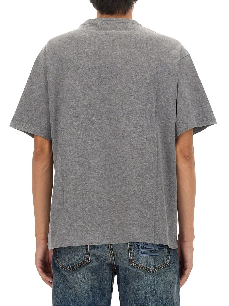 ETRO T-SHIRT IN JERSEY DI COTONE CON RICAMO PEGASO