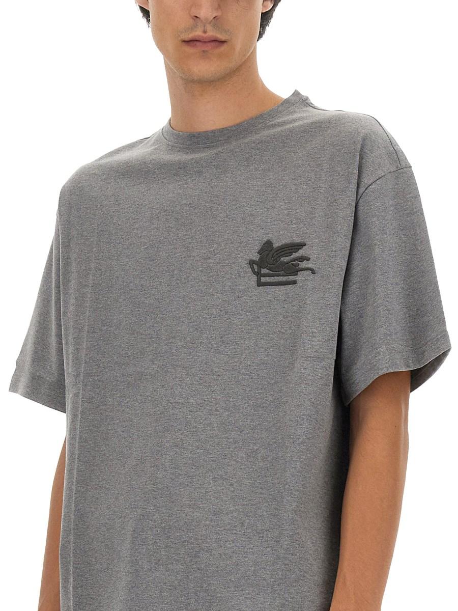 ETRO T-SHIRT IN JERSEY DI COTONE CON RICAMO PEGASO