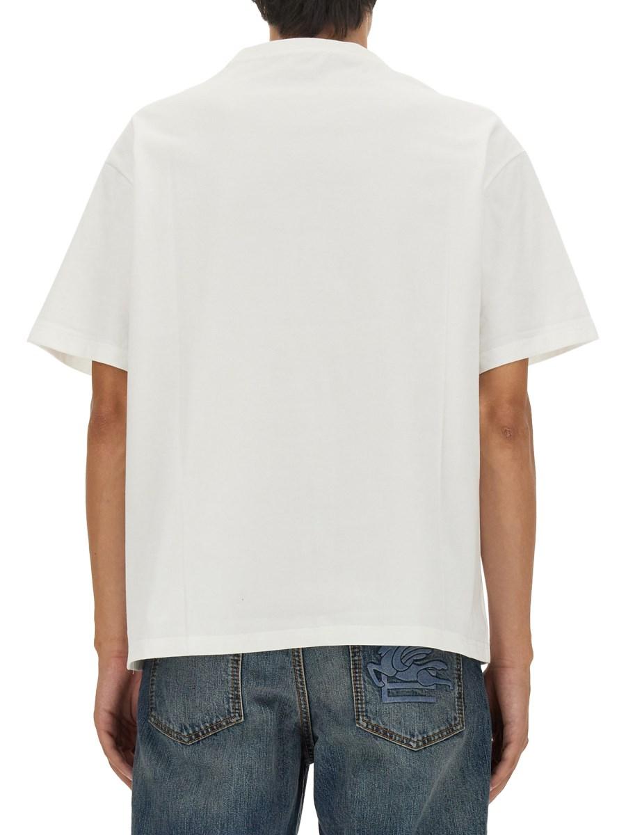 ETRO T-SHIRT IN JERSEY DI COTONE CON RICAMO PEGASO