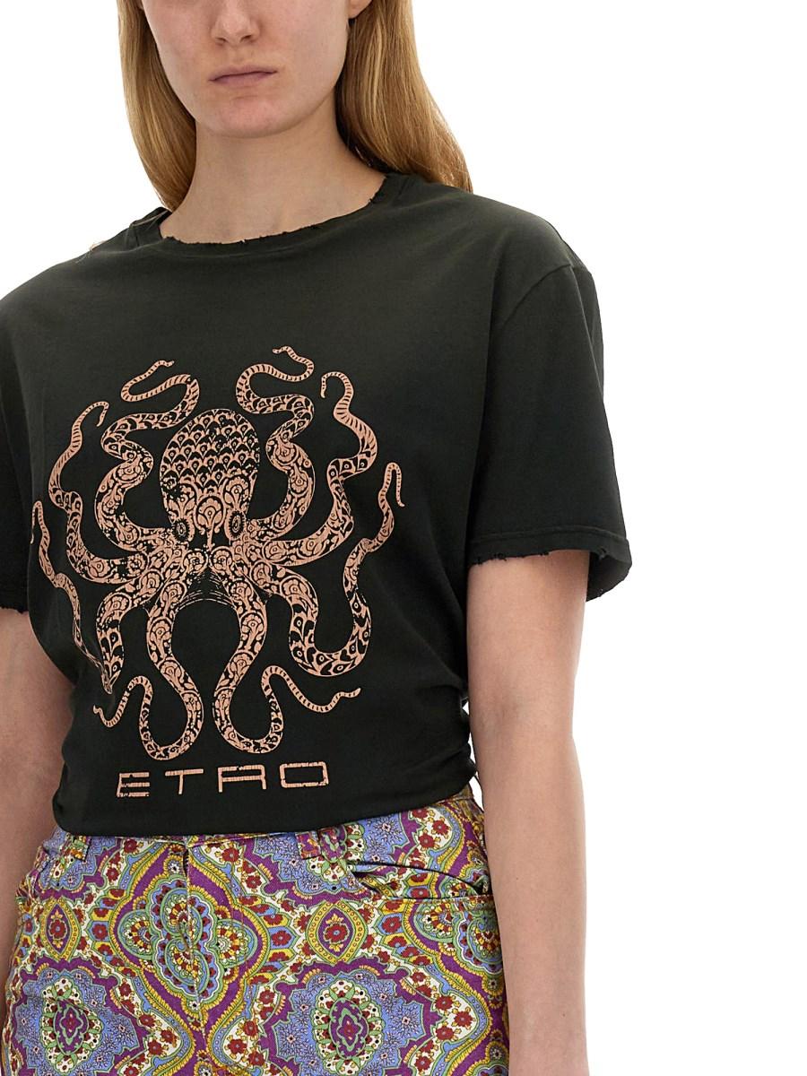 ETRO T-SHIRT IN JERSEY DI COTONE CON STAMPA LOGO