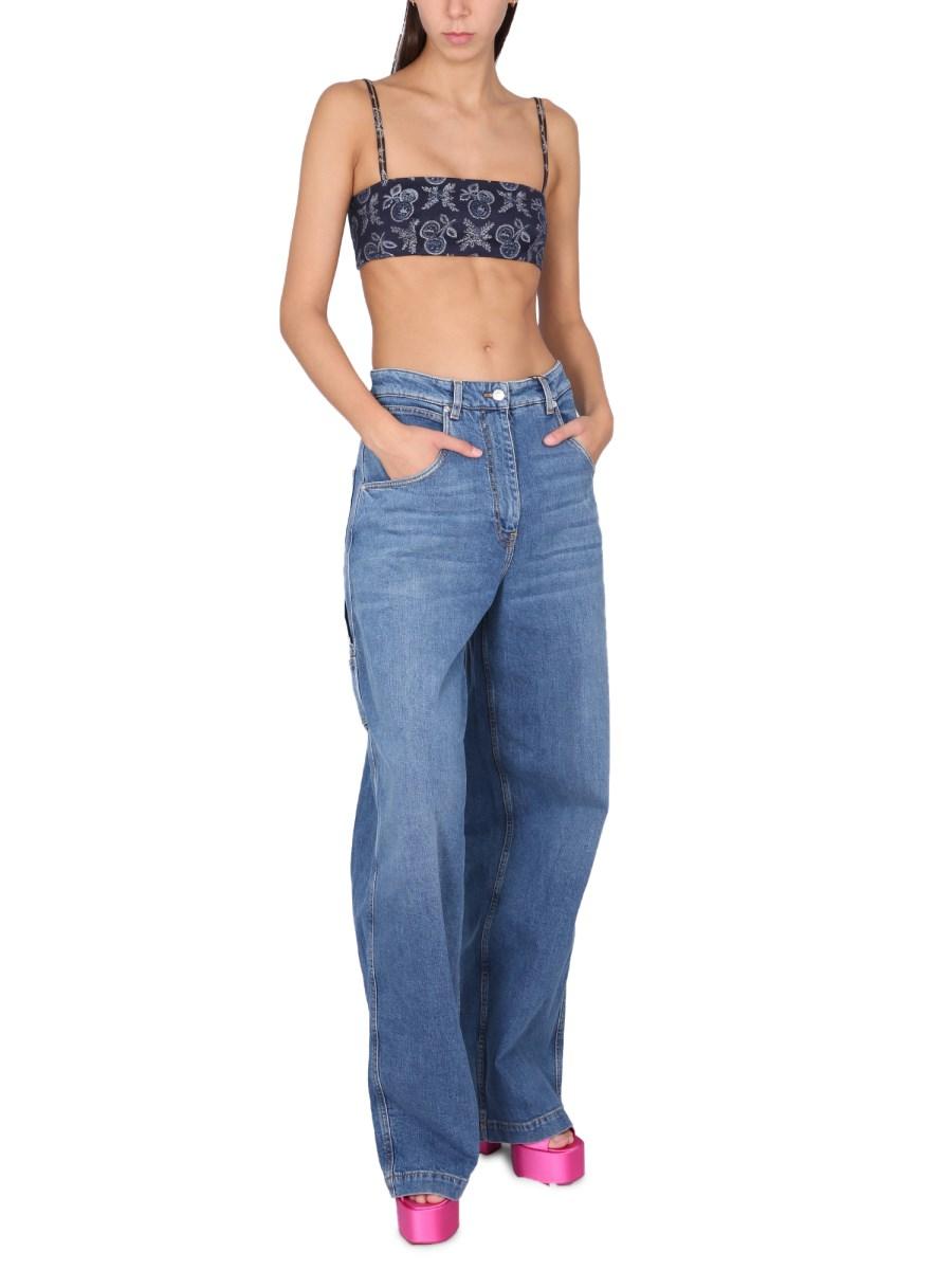 ETRO TOP BRALETTE IN DEMIN JACQUARD CON MELINE