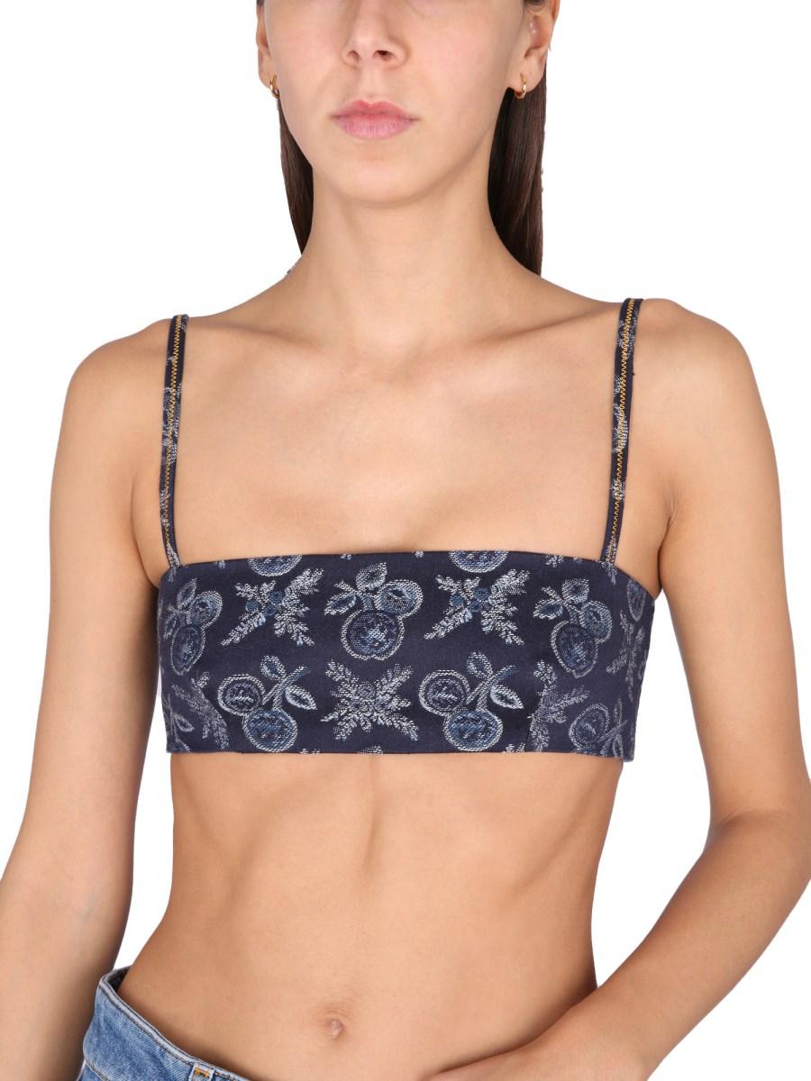 ETRO TOP BRALETTE IN DEMIN JACQUARD CON MELINE