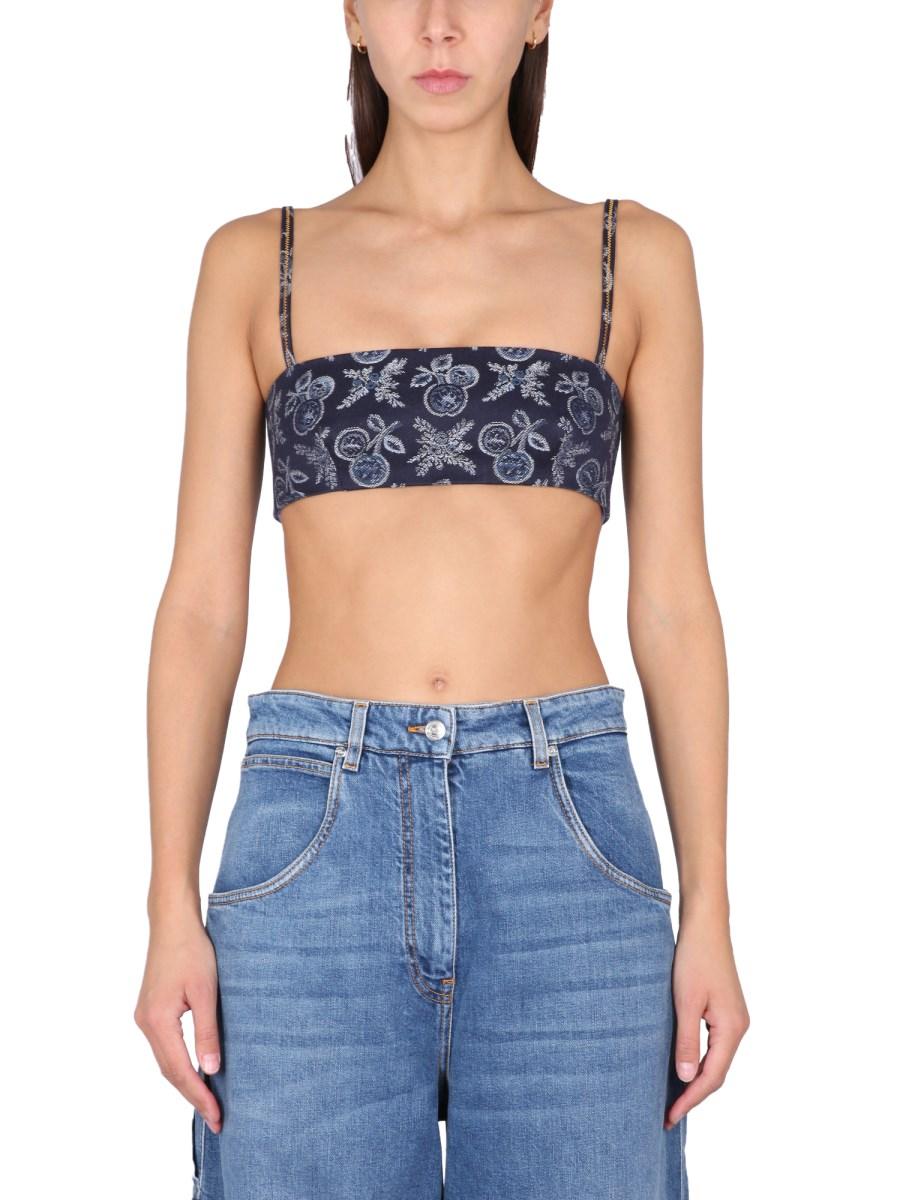 ETRO TOP BRALETTE IN DEMIN JACQUARD CON MELINE