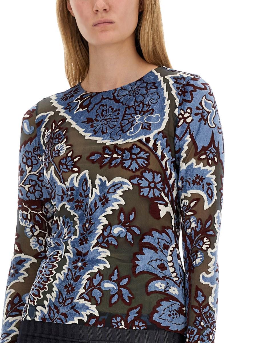 ETRO TOP IN TULLE CON STAMPA