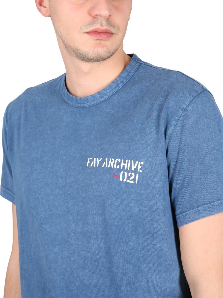 FAY T-SHIRT IN JERSEY DI COTONE CON STAMPA LOGO