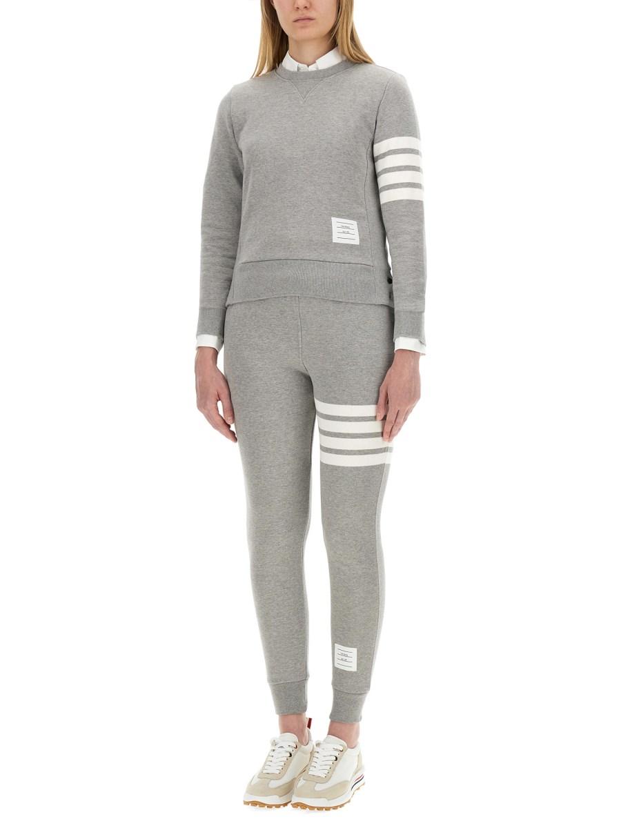 THOM BROWNE FELPA 4BAR IN COTONE CON DETTAGLIO A RIGHE