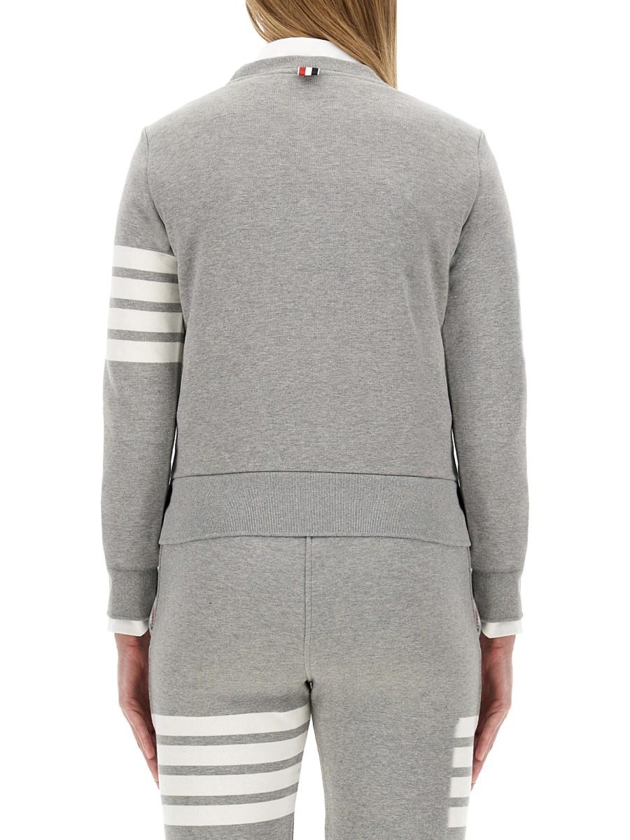 THOM BROWNE FELPA 4BAR IN COTONE CON DETTAGLIO A RIGHE