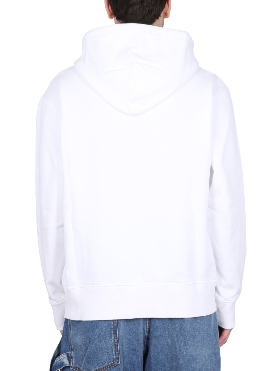 JW ANDERSON FELPA CON CAPPUCCIO E STAMPA BAD APPLE IN COTONE
